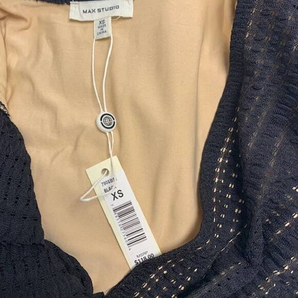 New MAX STUDIO Black Lace Ruffle Flutter Sleeve Dress | XS - Picture 5 of 7